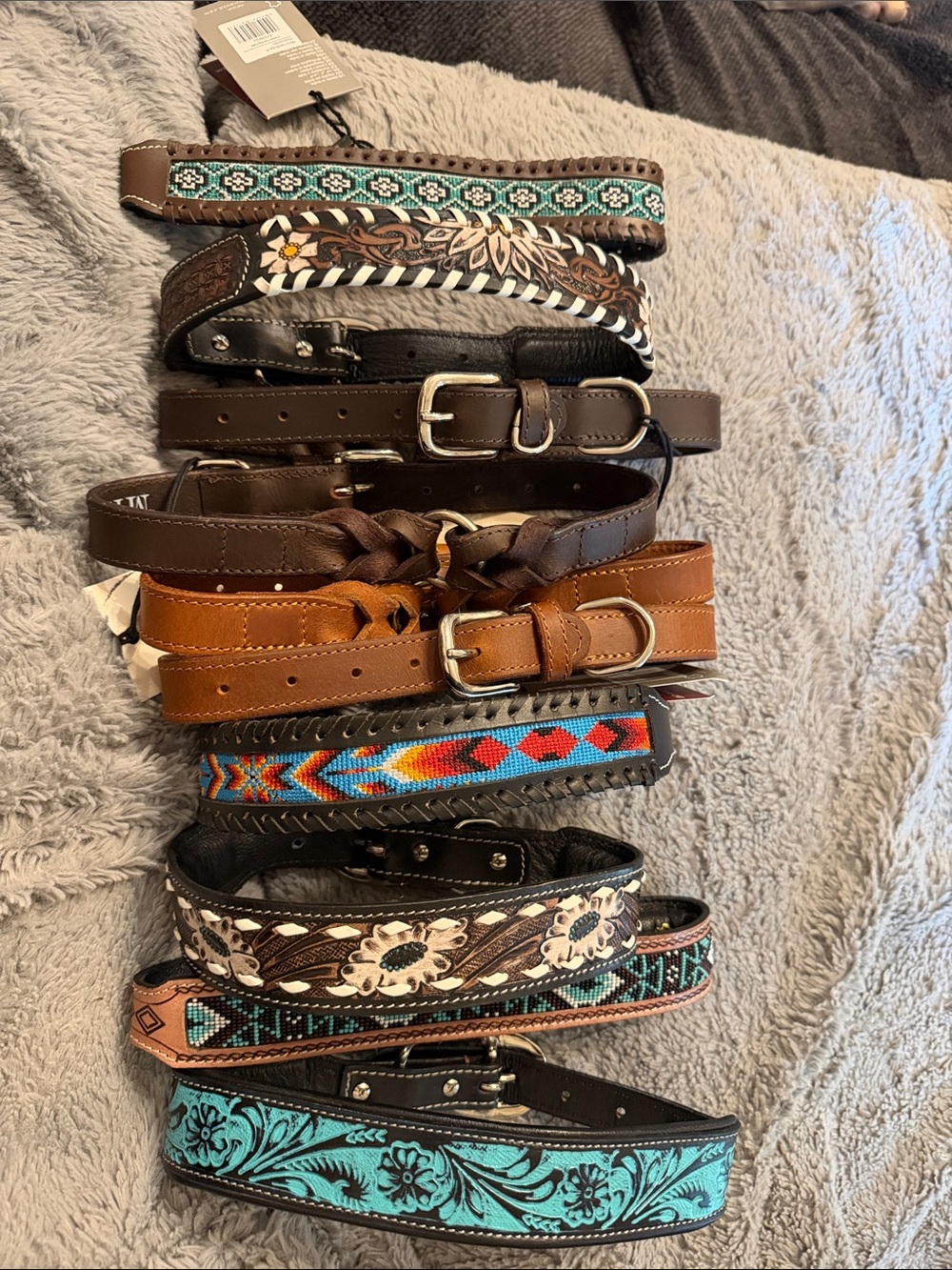 Myra Bag Leather Dog Collars - large (17-21in) qty 10